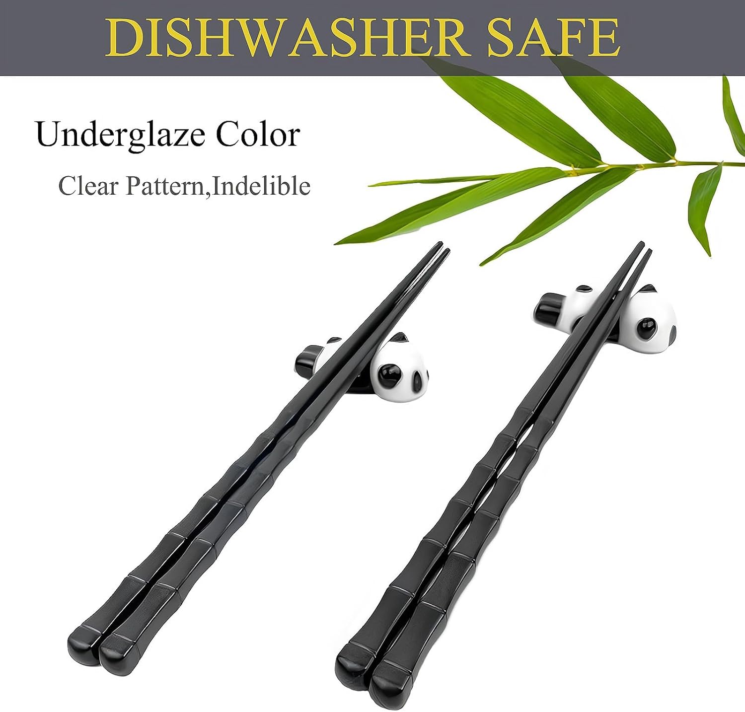 Juego de palillos reutilizables y palillos de regalo, apto para lavavajillas, antideslizante, estilo chino japonés (negro, 2 pares)