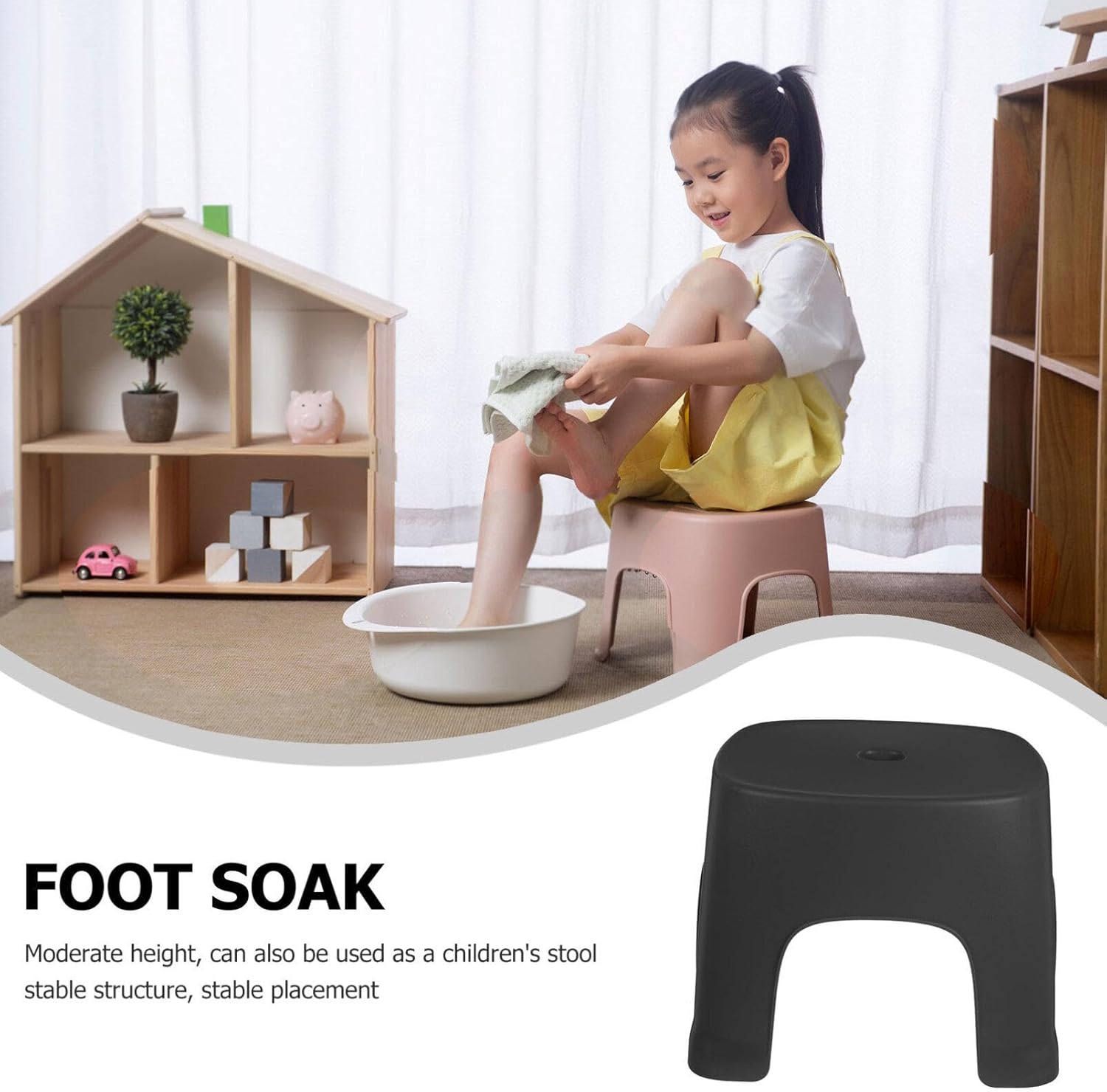 Holibanna Taburete de plástico para baño para baño, taburete para baño, cambiador de zapatos, taburete de pesca para el hogar