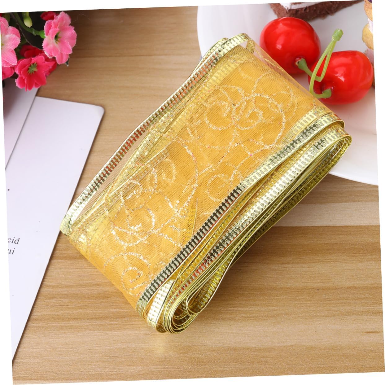 BESTOYARD 6 Rolls Decor Ribbon Flower Packaging Gifts Wrapping Art Crafts Stocking Stuffer Merry Christmas Wired Christmas Riband Belt Chrismas