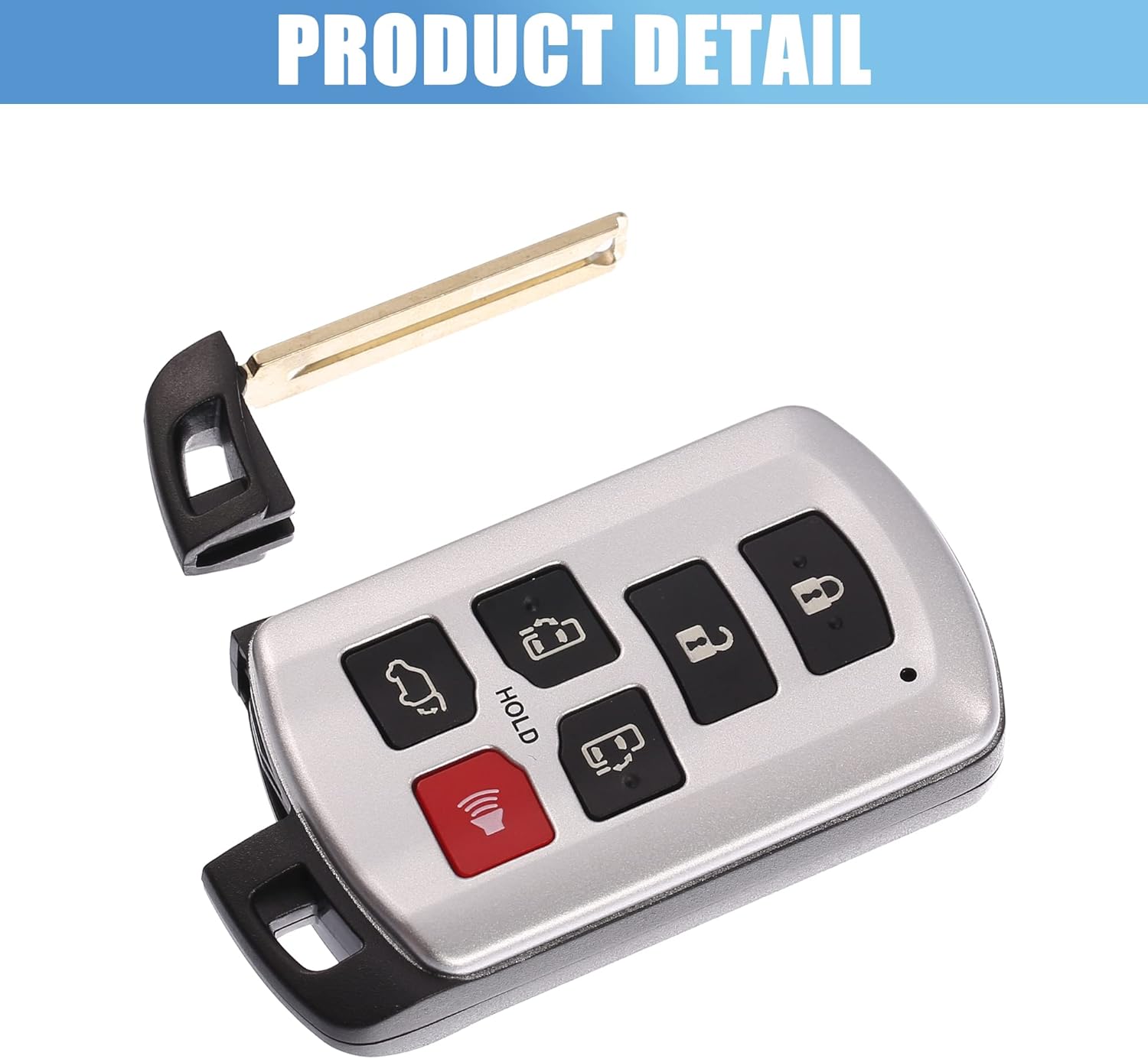 X AUTOHAUX HYQ14ADR – Carcasa para llave de automóvil con 6 botones de control remoto, carcasa de repuesto sin llave, color negro para Toyota Sienna