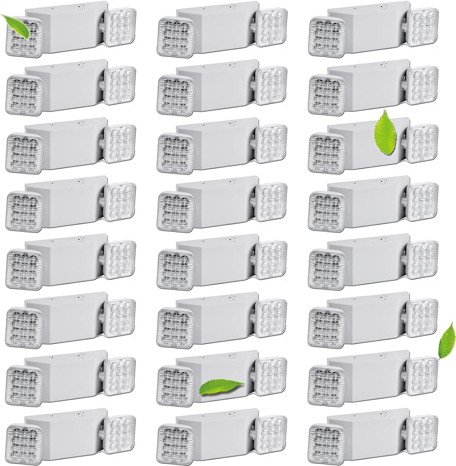 Fyngntny Paquete de 24 luces LED de emergencia, luces de emergencia comerciales con batería de respaldo, luz de emergencia de doble cabezal para el