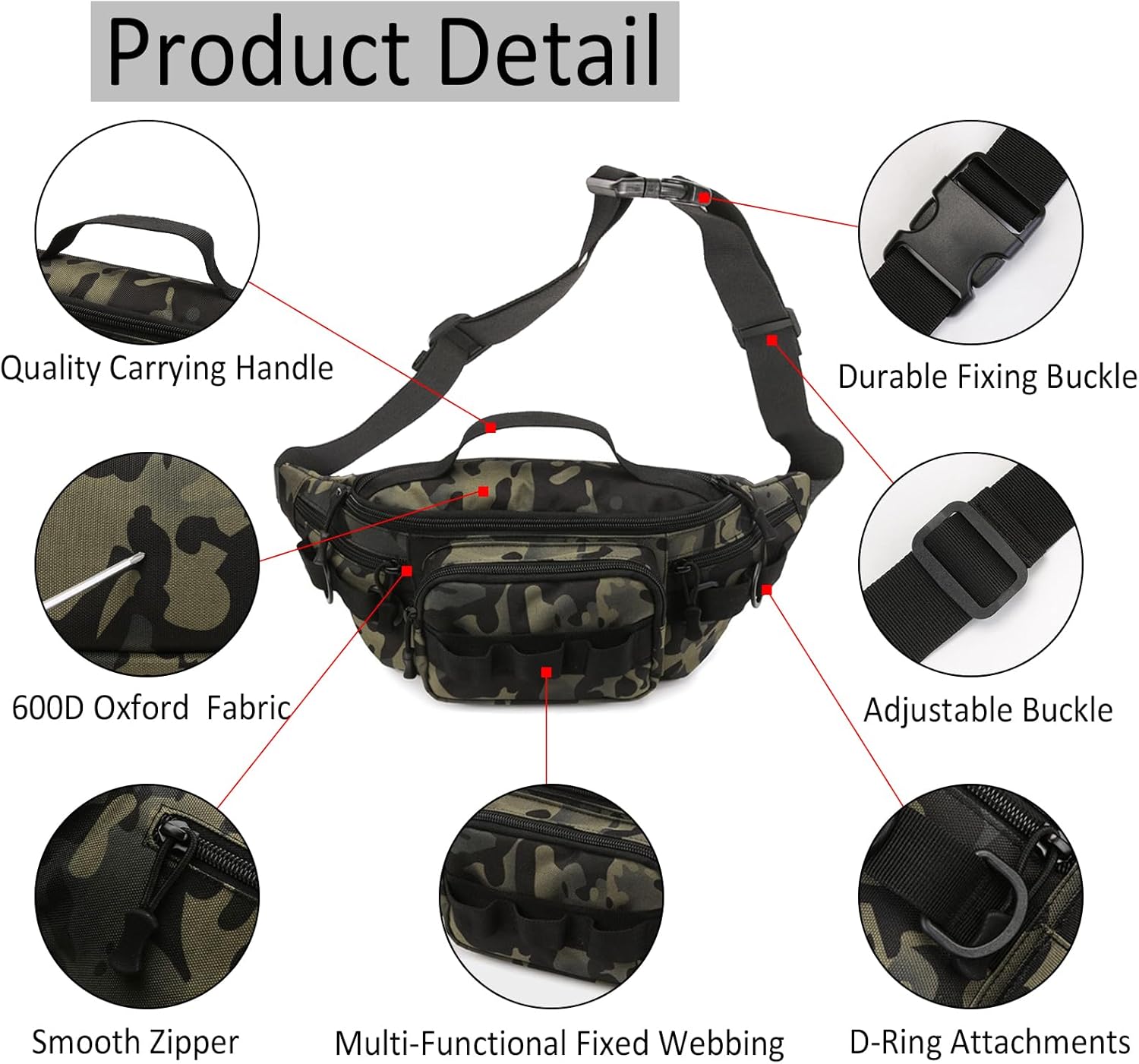 Cangurera táctica, pequeña bolsa de aparejos de pesca, resistente al agua, bolsas de cintura militares portátiles para almacenamiento de pesca al