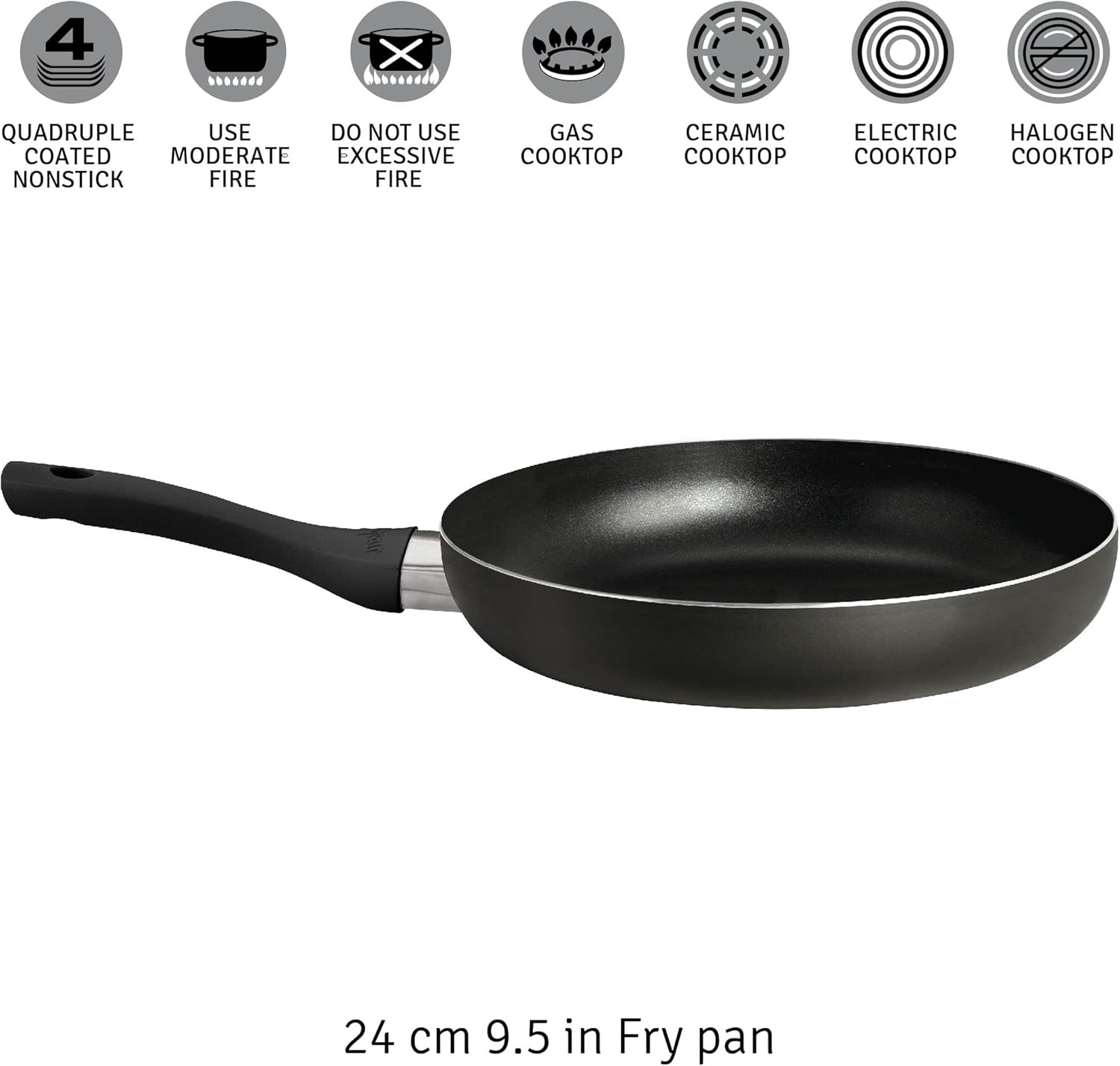 HUDSON Aluminium frying pan with non-stick 9.5 in, cookware