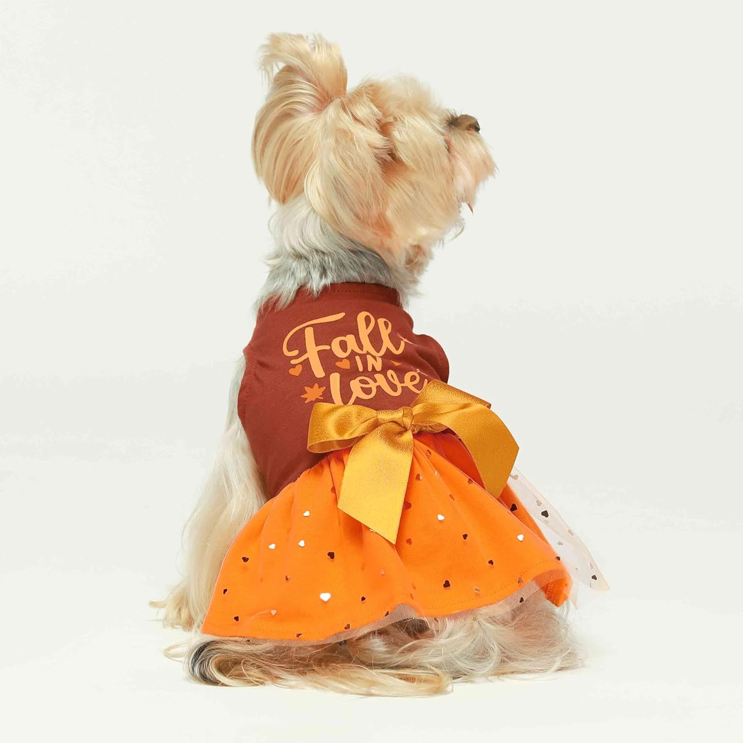 Fitwarm Vestido de perro de Acción de Gracias, ropa brillante para perros pequeños y niñas, vestido tutú para mascotas, traje de gato, marrón,