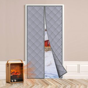 Cortina magnética para puerta con aislamiento térmico, se adapta a puertas de 32 x 80 pulgadas, apertura central, tela Oxford duradera y fibra de Cortina magnética para puerta con aislamiento térmico, se adapta a puertas de 32 x 80 pulgadas, apertura central, tela Oxford duradera y fibra de