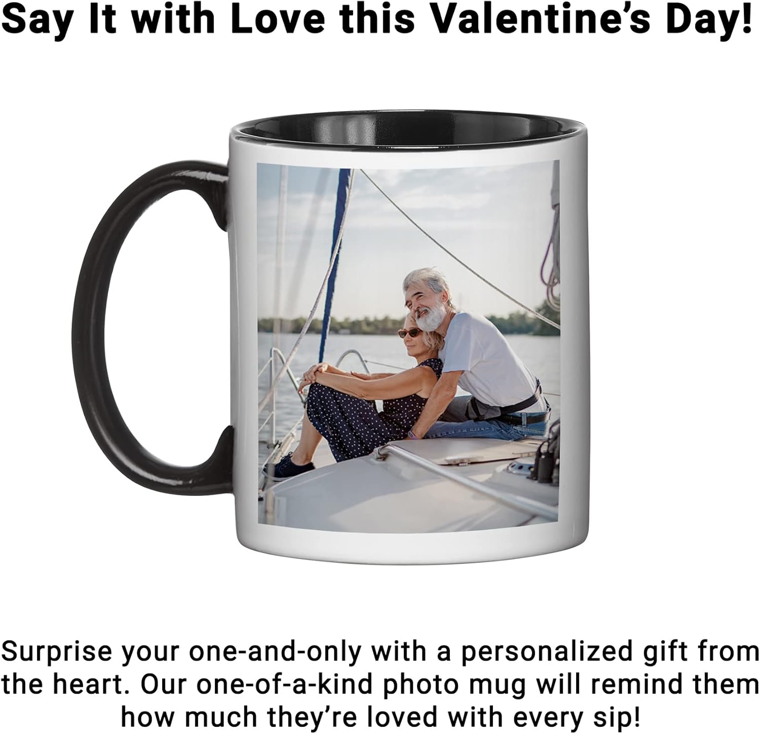 Let’s Make Memories Taza de fotos personalizada con mensaje  11 oz  Mango rojo  Para esposonovio  Para esposanovia