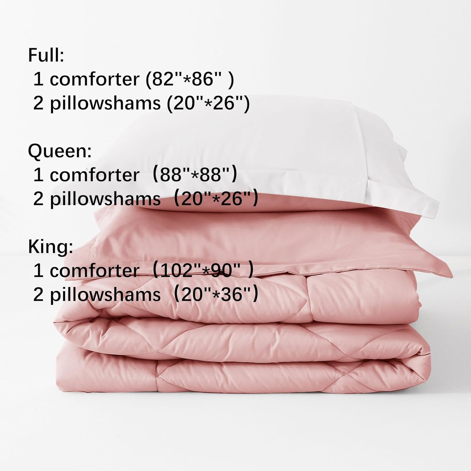 JOLLYVOGUE Juego de edredón tamaño Queen rosamarfil, juego de cama reversible en una bolsa para todas las estaciones, juego de cama de 3 piezas con