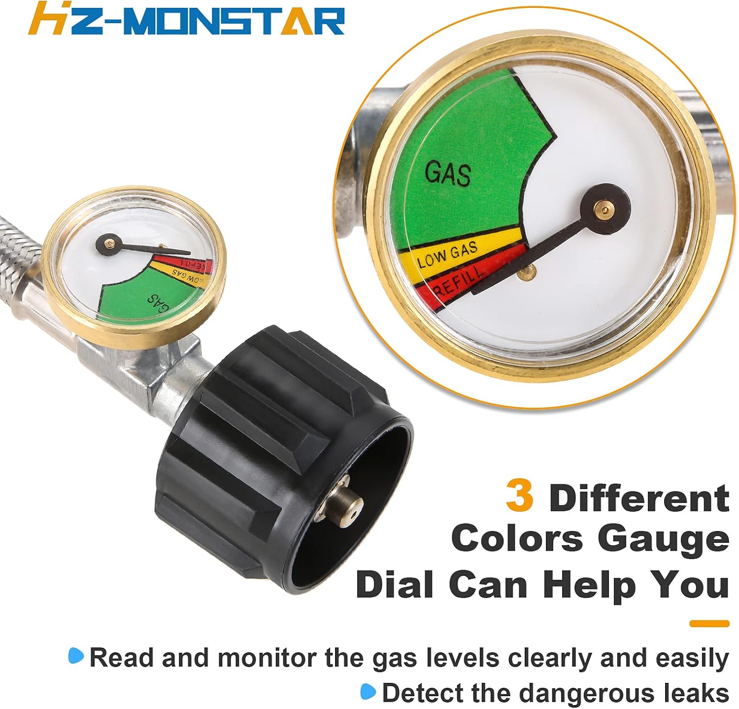 Adaptador de manguera de propano de 6 pies de 1 libra a 20 libras con adaptador de manguera de propano trenzado de acero inoxidable para tanque