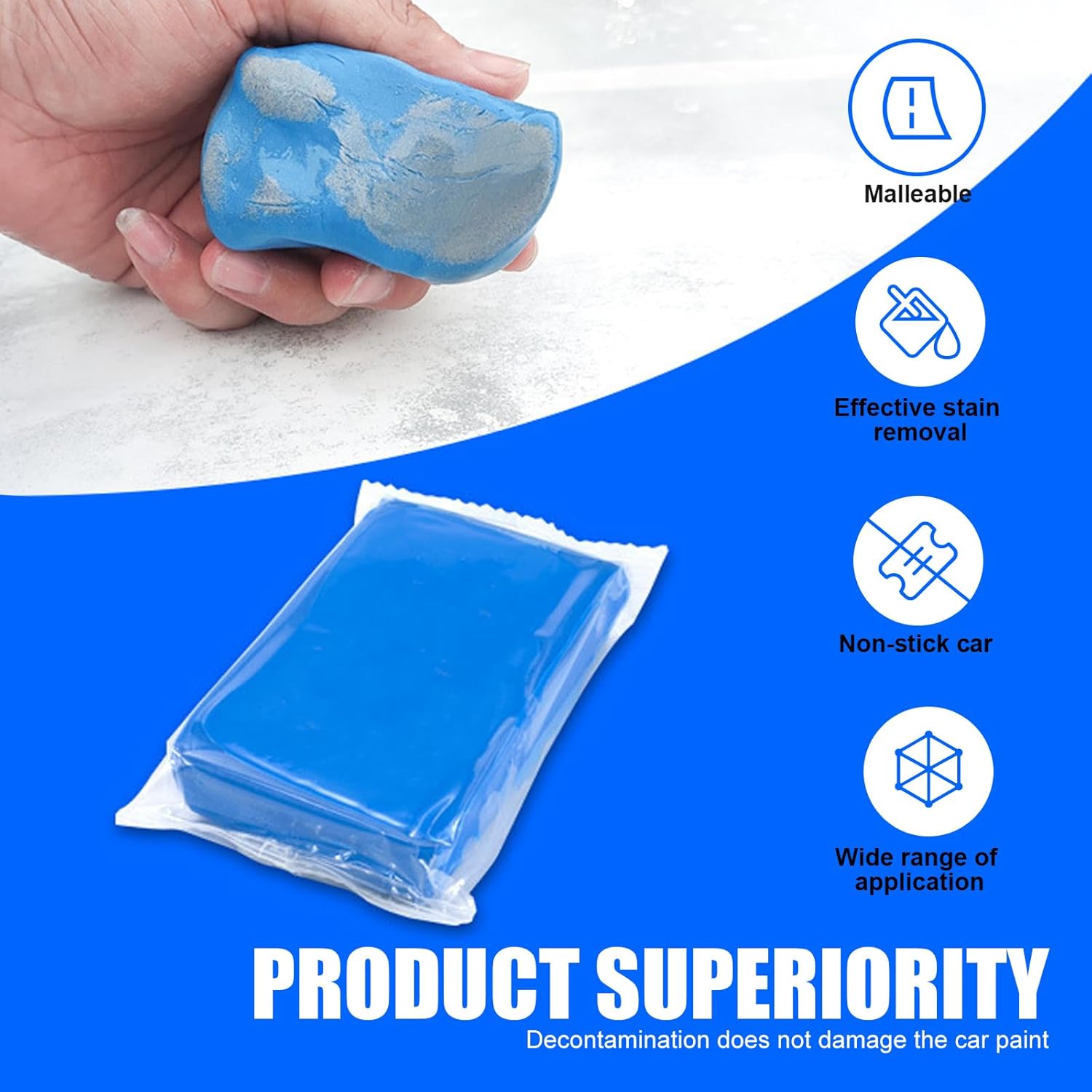 jokormo 2 PCS Car Detail Clean Tool Kit, Excellent Toughness, Improve Clean Efficiency, Universal Rectangle Durable Reused Automotive Wash Clay Bar