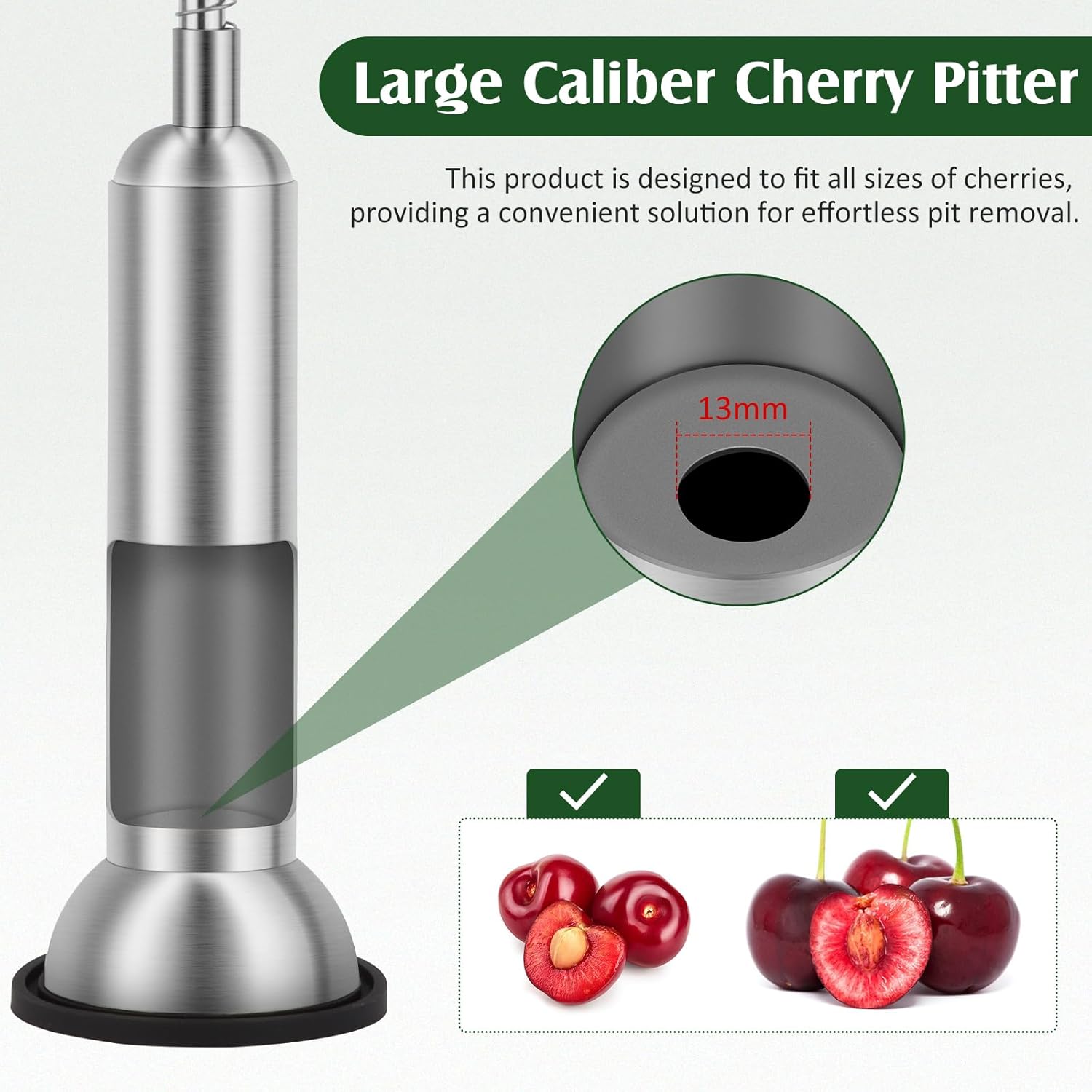 Quitador de cereza de alta calidad, removedor de semillas de cerezo de acero inoxidable 304, descorazonador duradero para pozos de frutas,