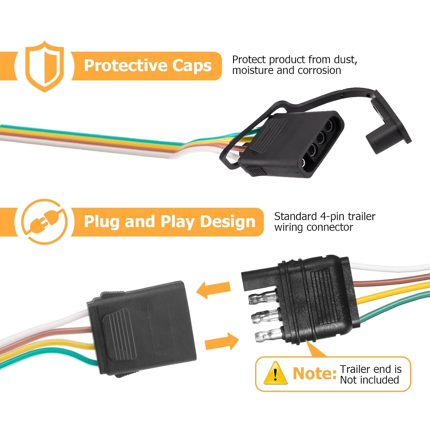 WeiSen Arnés de cableado de remolque de 4 pines personalizado compatible con Toyota Tacoma 2005-2015, Toyota T100 1993-1998, Toyota Hilux 2008-2012