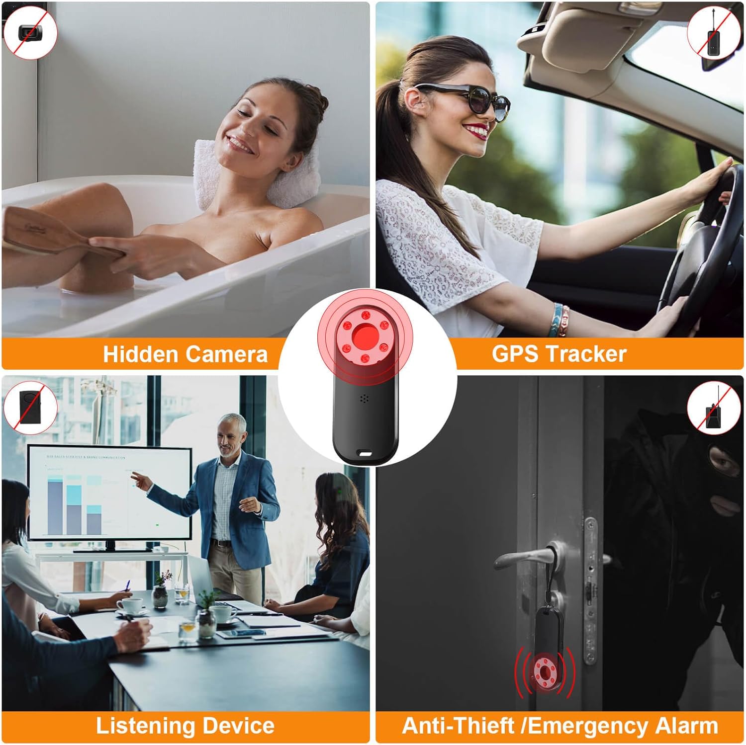 Detector de cámara oculta – Buscador de cámara espía con alarma vibratoria, detector de rastreador GPS, detector de RF y errores, escáner de señal