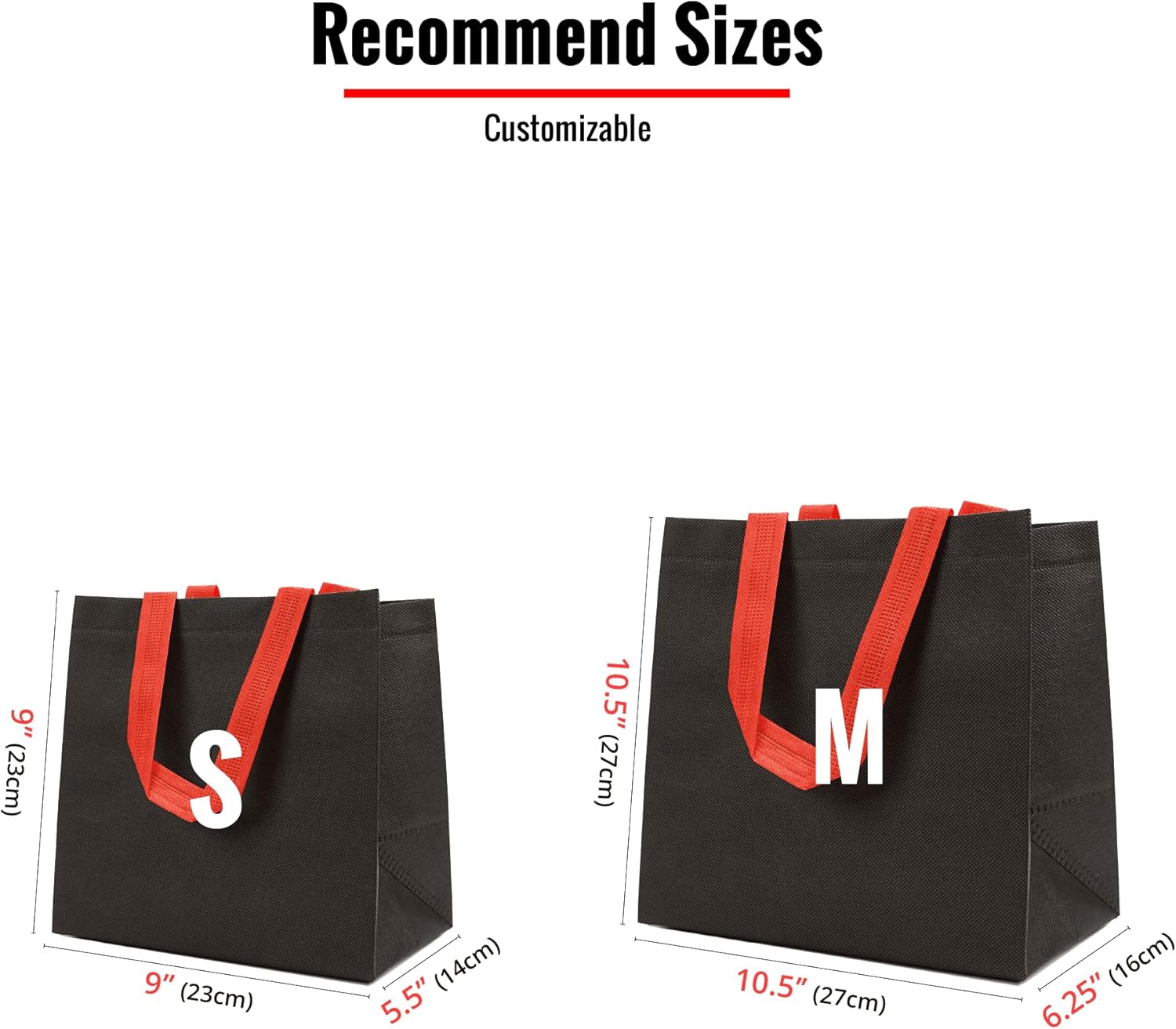 Bolsos no tejidos reutilizables de encargo de la mercancía a granel con las manijas para las compras, Negro –