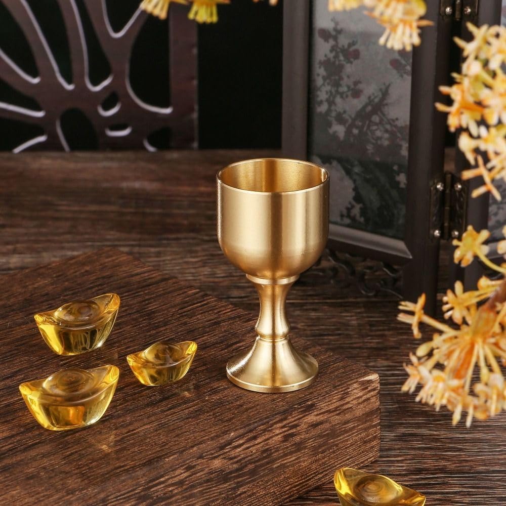 Copa de cáliz de latón, copa de vino, vasos de latón, vaso de licor de metal para copa de iglesia, ritual de cáliz, fiesta, accesorios para el hogar