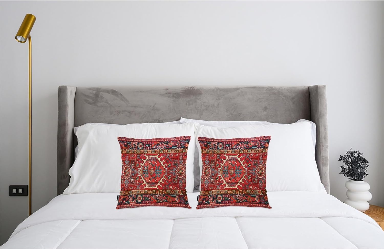 Swono Juego de 2 fundas de almohada de 18 x 18 pulgadas, fundas de almohada turcas, fundas de almohada bohemias tribales geométricas de cachemira