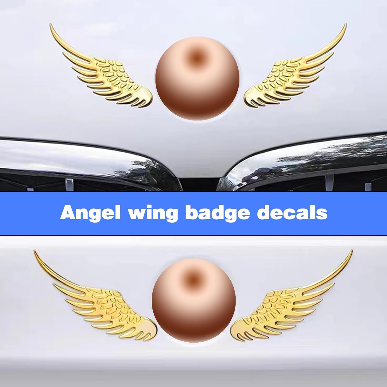 QODOLSI 2 calcomanías de insignias de alas de ángel 3D para automóvil, 4.9 pulgadas, advertencia de seguridad, anticolisión, reflectantes,