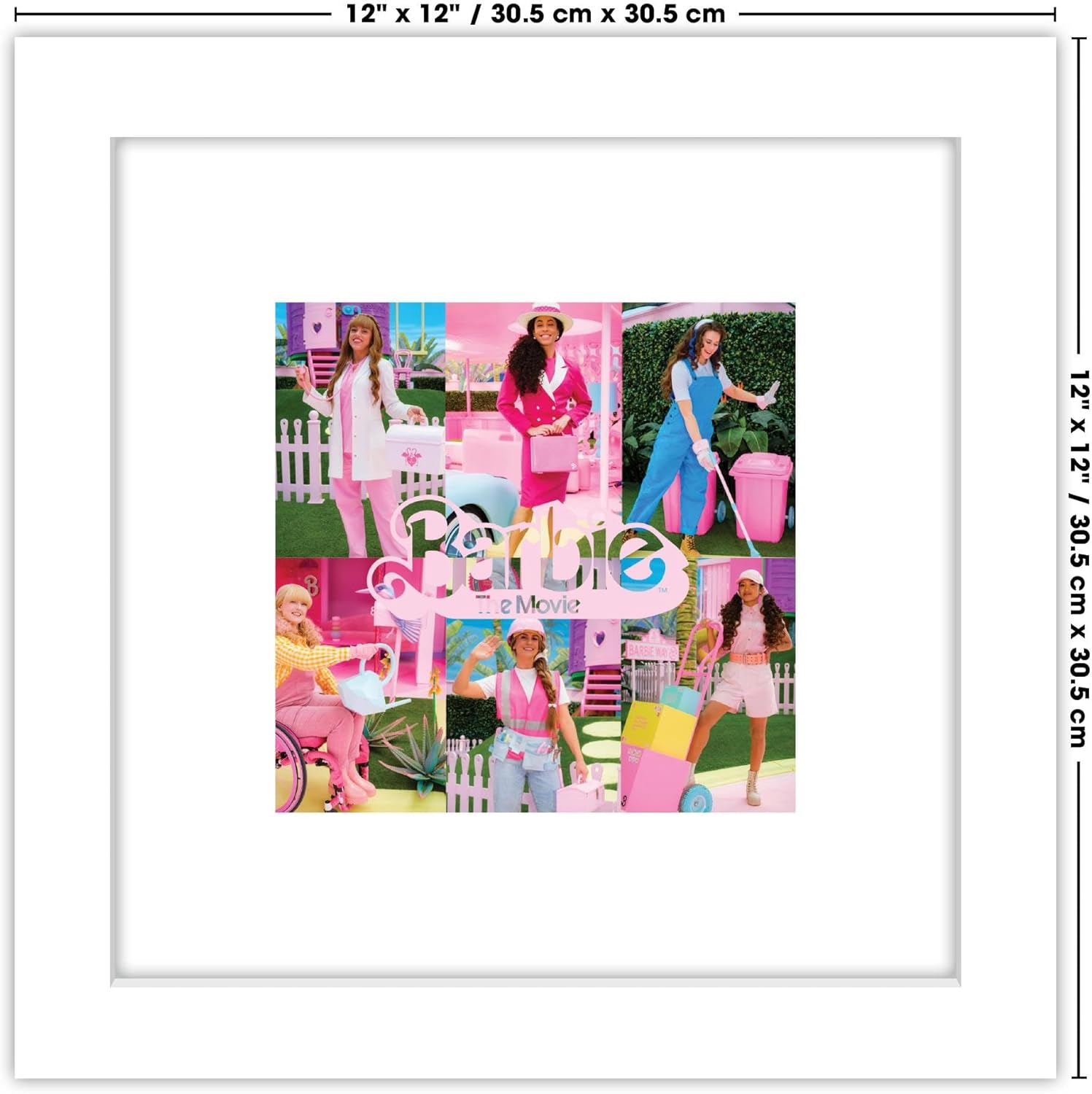 Trends International Gallery Pops Mattel Barbie The Movie – Póster gráfico de pared de Barbie, 12.00 x 12.00 pulgadas, versión de marco blanco