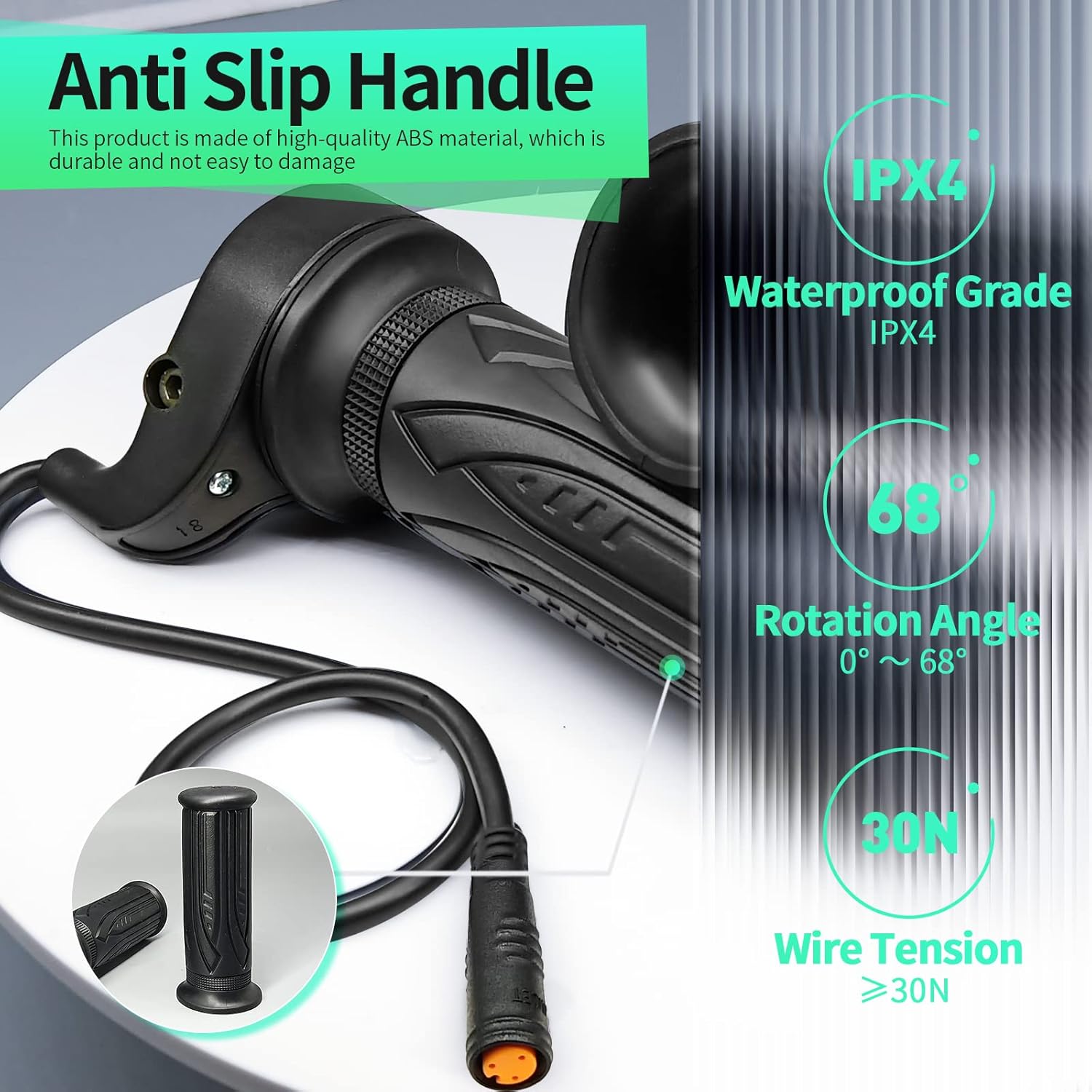MUSELK Bicicleta eléctrica 20X Full Half Twist Acelerador Mango derecho Acelerador 3PIN Conector hembra para BBS01 BBS02 BBSHD Mid Motor Acelerador