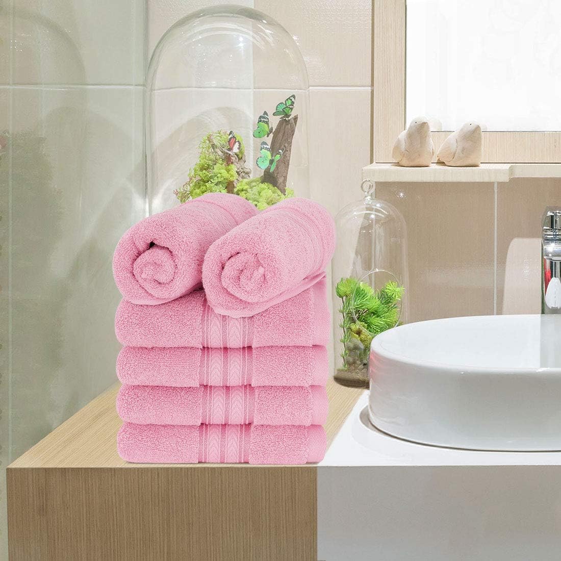 PiccoCasa Toallas de mano para baño, 13 x 29 pulgadas, 100% algodón (paquete de 6), suaves y altamente absorbentes, toallas de algodón de gran