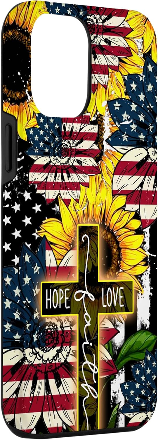 Funda para iPhone 14 Pro Max Sunflowers Faith Hope Love Jesus Cross Christian