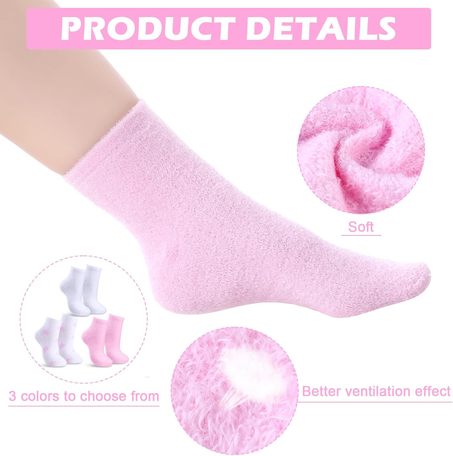 Tarpop 3 pares de calcetines de aloe hidratantes para pies secos y agrietados, calcetines con infusión de gel para dormir, calcetines de loción,