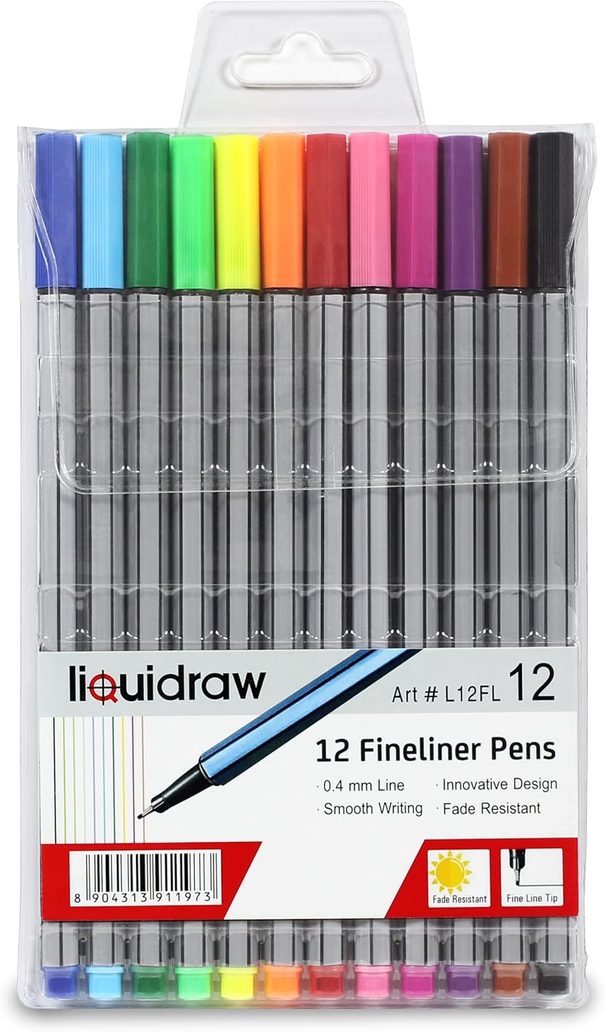 Bolígrafos coloridos para tomar notas, juego de 12 bolígrafos de punta fina, bolígrafos de punta fina, juego de bolígrafos de colores de 0.016 in,