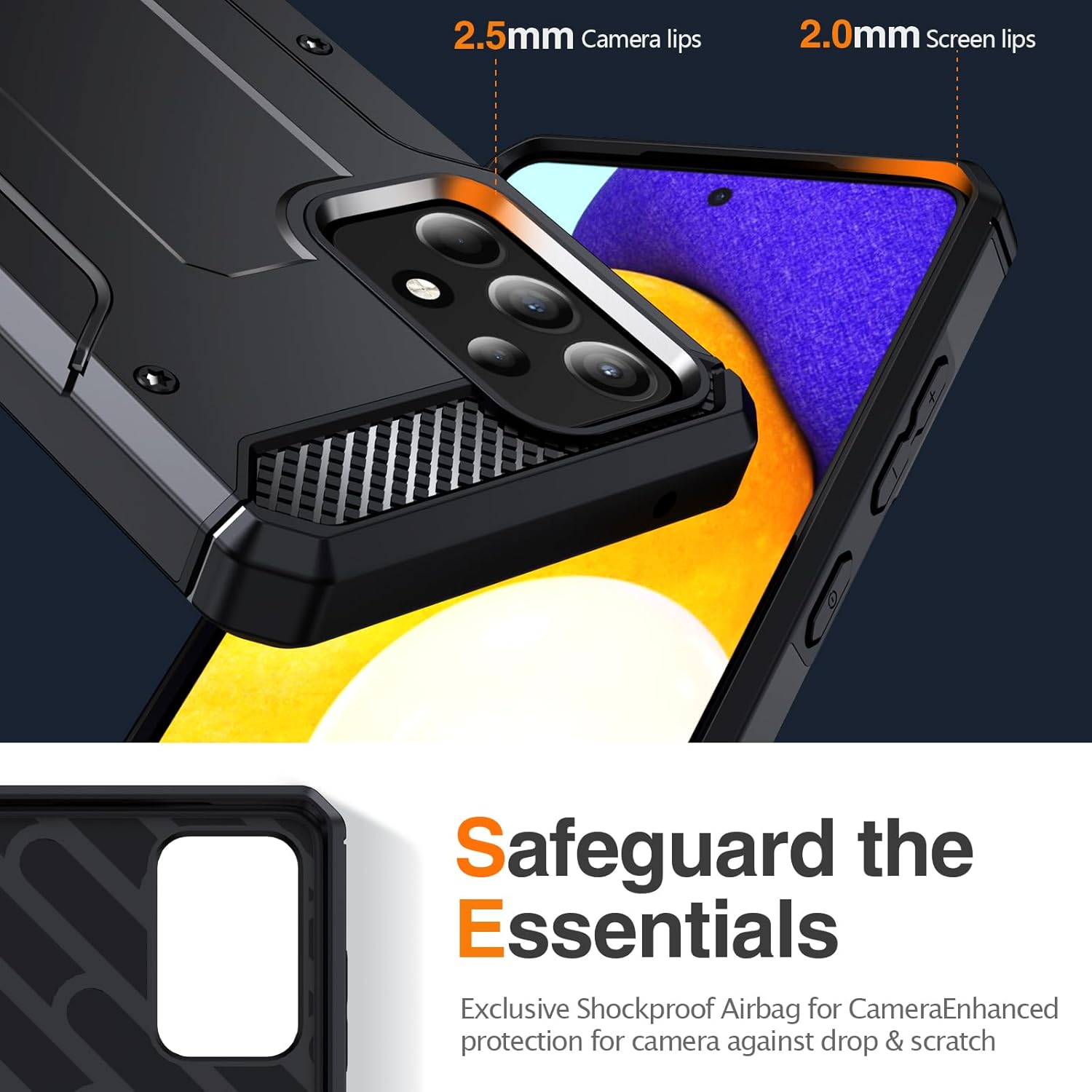 Asuwish Funda de teléfono para Samsung Galaxy A52A52S 5G con protector de pantalla de vidrio templado y soporte delgado y resistente de grado