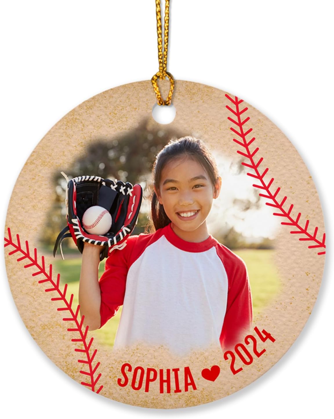 Adorno de béisbol con imagen personalizada de Navidad 2023, nombre personalizado y foto, adornos de béisbol regalos para amantes del béisbol, adorno