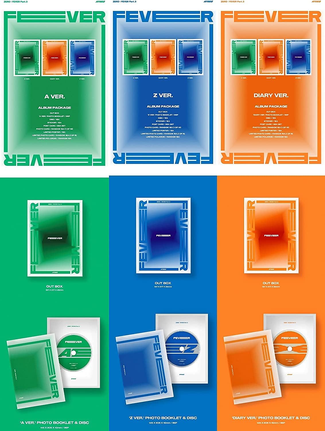 Genie Music ATEEZ – Zero  Fever Part.3 Random ver. (7 Mini álbum) Álbum aleatorio+Preorden Limited Folded Poster+Cultura Regalo coreano (calcomanías