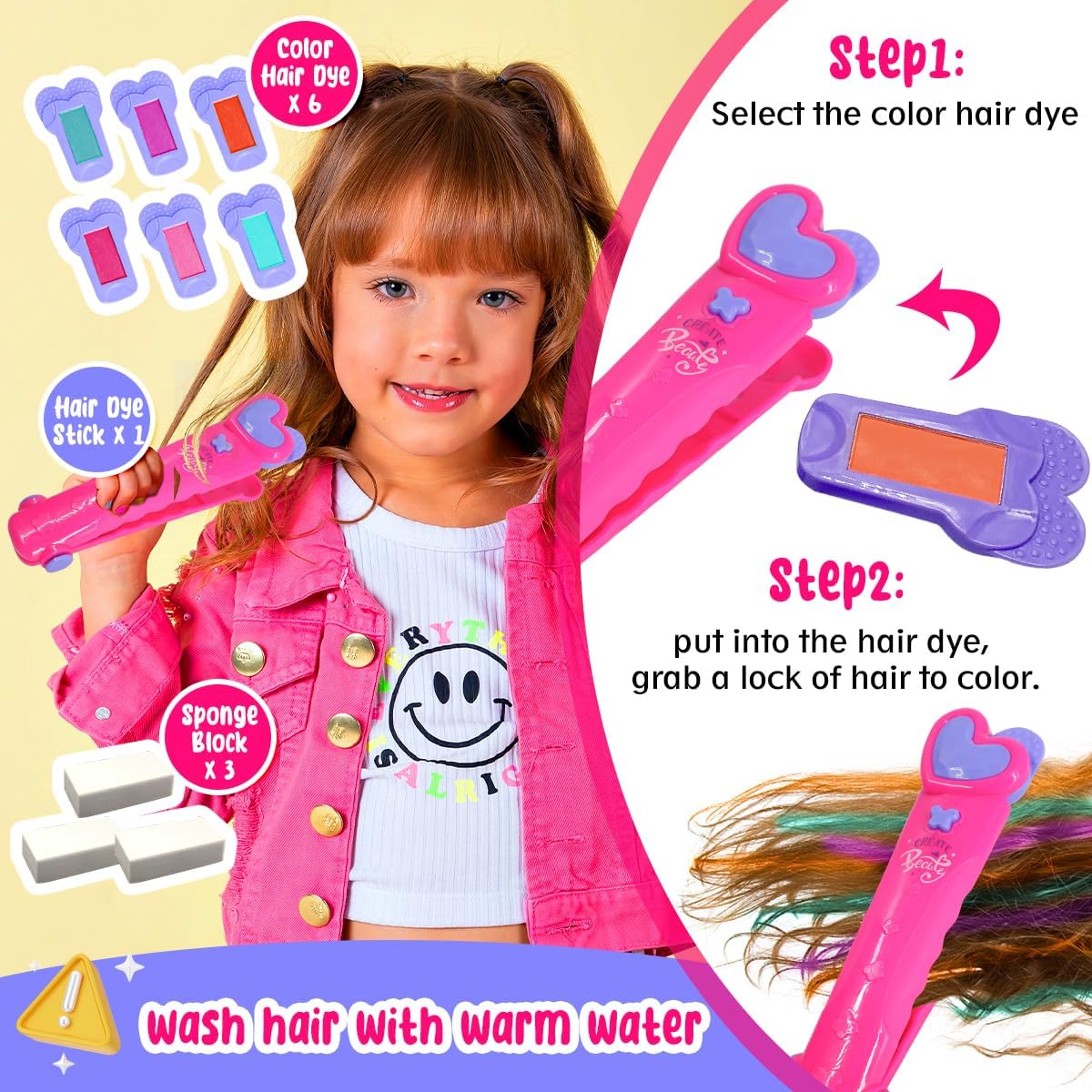 Kids Makeup Set Toys Gift, Washable Make Up Kits and Nail Polish Set Hair Dye Stick for Girls , Perfect Kids Christmas Birthday Gifts for Girl Ages
