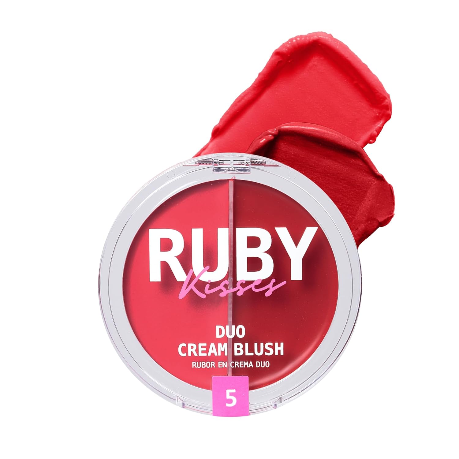 Ruby Kisses Rubor en crema dúo, suave, de aspecto natural, de larga duración para mejillas, labios y ojos, construible y mezclable, infundido con té