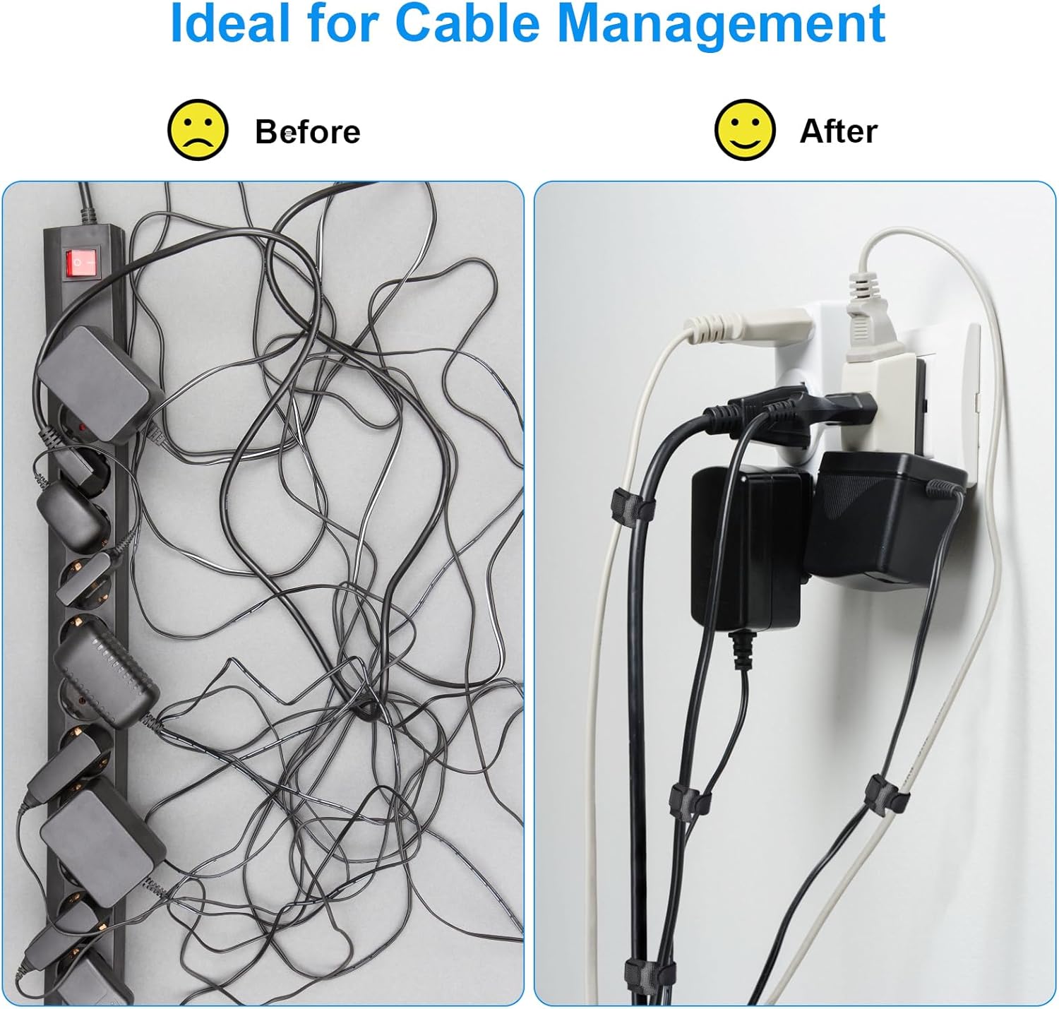 100 bridas reutilizables de fijación, lazos de cable ajustables de 6 pulgadas, correas de organización de cables, organizador de cables, lazos de