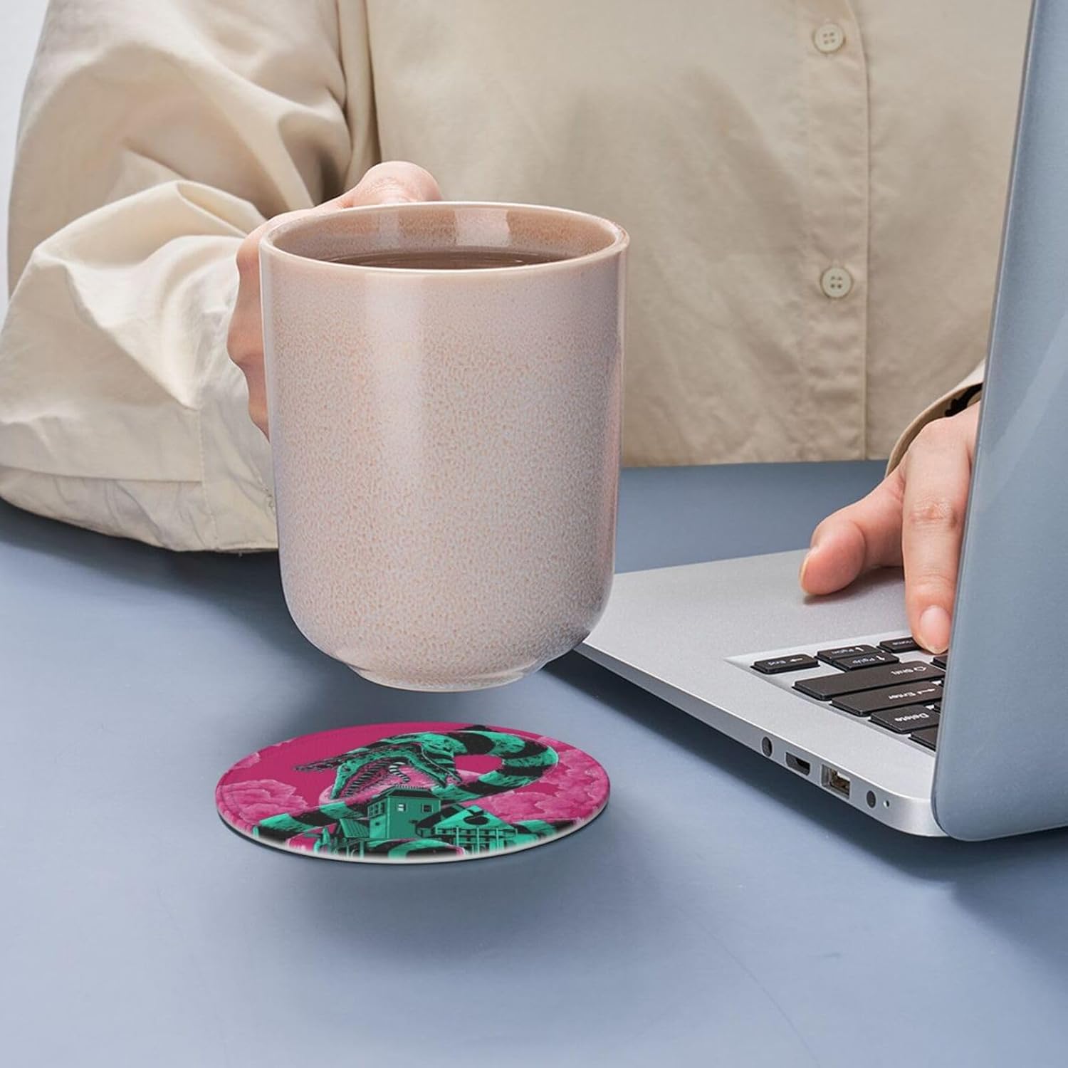 Juego de 6 posavasos de cuero para bebidas con soporte, adecuados para tipos de tazas