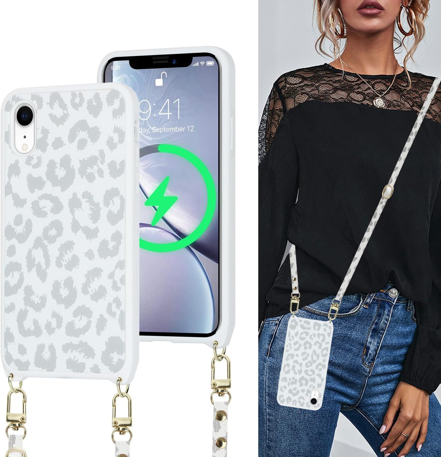 Cavor Funda Magsafe para iPhone XR, iPhone Xr MagSafe, fundas para iPhone XR Crossbody con correa, iPhone XR Funda linda, funda protectora de cuerpo