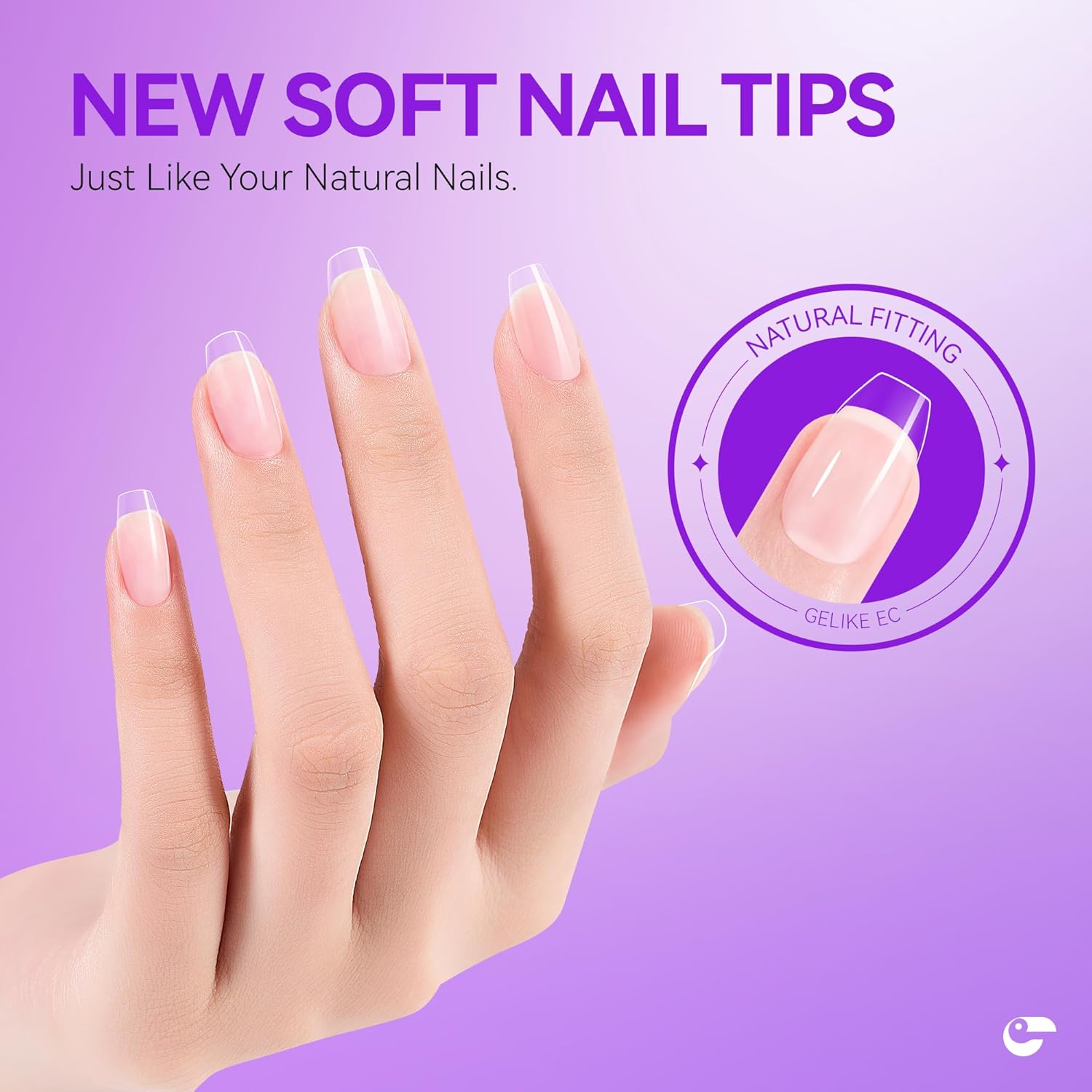 Gelike EC Kit de puntas de uñas de gel suave extra cortas, para extensiones de uñas de remojo, cubierta completa, forma de ataúd extra corto, resina