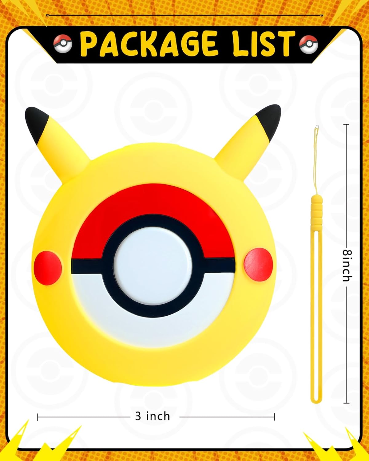 Gurgitat for Pokemon Go Plus Plus Case with Wrist Strap Cute Cartoon Girls Teens Game Boys Yellow Anime for Poké Go Plus+ Cover Accessory Slim Soft