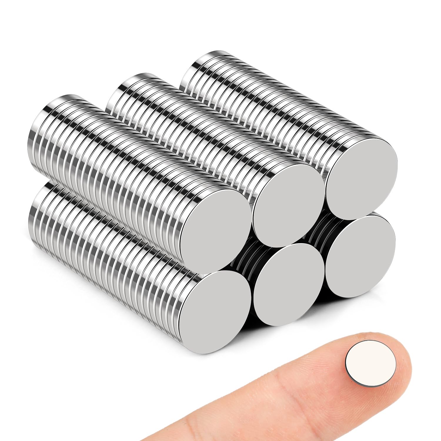 Imanes pequeños, paquete de 150 imanes de neodimio para refrigerador, 0.394 x 0.039 in, imanes de tierras raras para manualidades, pizarra blanca,