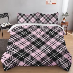 Juego de funda de edredón, juego de ropa de cama de San Valentín a cuadros rojos y rosas para niños y adultos, decoración de dormitorio vintage, Juego de funda de edredón, juego de ropa de cama de San Valentín a cuadros rojos y rosas para niños y adultos, decoración de dormitorio vintage,