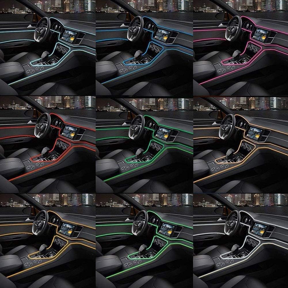 ABALDI Luces interiores de coche El Wire – Cuerda de alambre flexible de neón de 9.8ft, luces de neón de alambre electroluminiscente, luces de neón