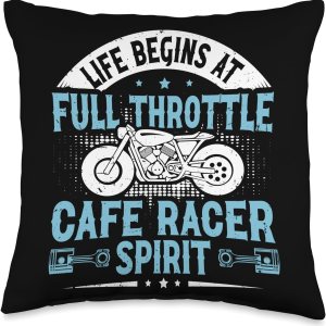 Vintage Cafe Racer Shirts & Cafe Motorcycle Gifts Life Begins at Full Throttle-Cafe Racer Throw Pillow, 16×16, Multicolor Vintage Cafe Racer Shirts & Cafe Motorcycle Gifts Life Begins at Full Throttle-Cafe Racer Throw Pillow, 16×16, Multicolor