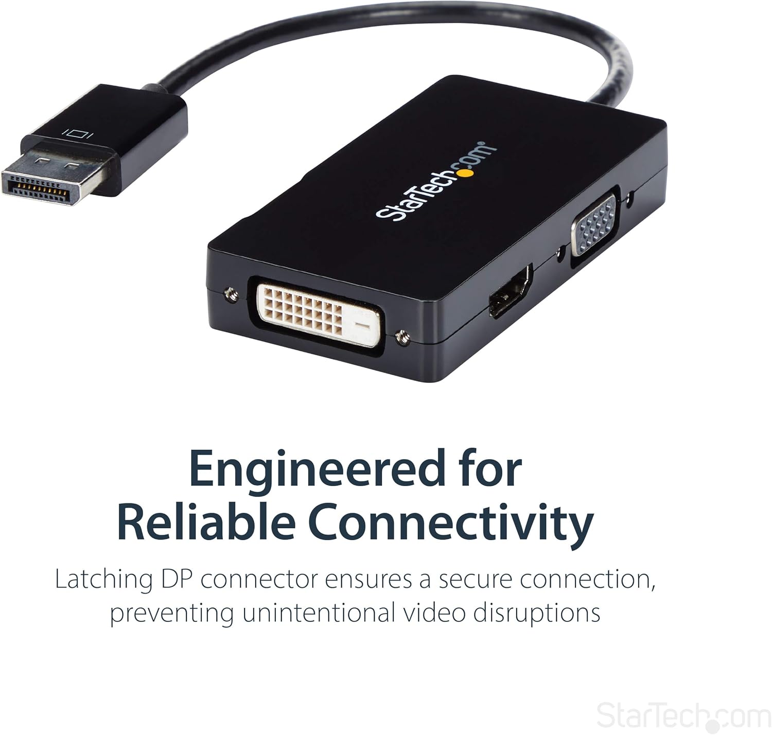 StarTech.com Convertidor de adaptador de video múltiple DisplayPort 3 en 1, portátil DP de 1080p a HDMI, VGA o DVI, monitor o proyector (DP2VGDVHD),