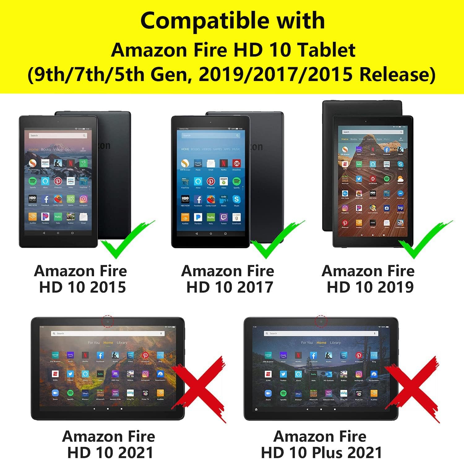 Funda para tablet Tienda Fire HD 10 de 10.1 pulgadas (97 generación, versión 20192017)  Funda de piel sintética con soporte para tarjetas y soporte