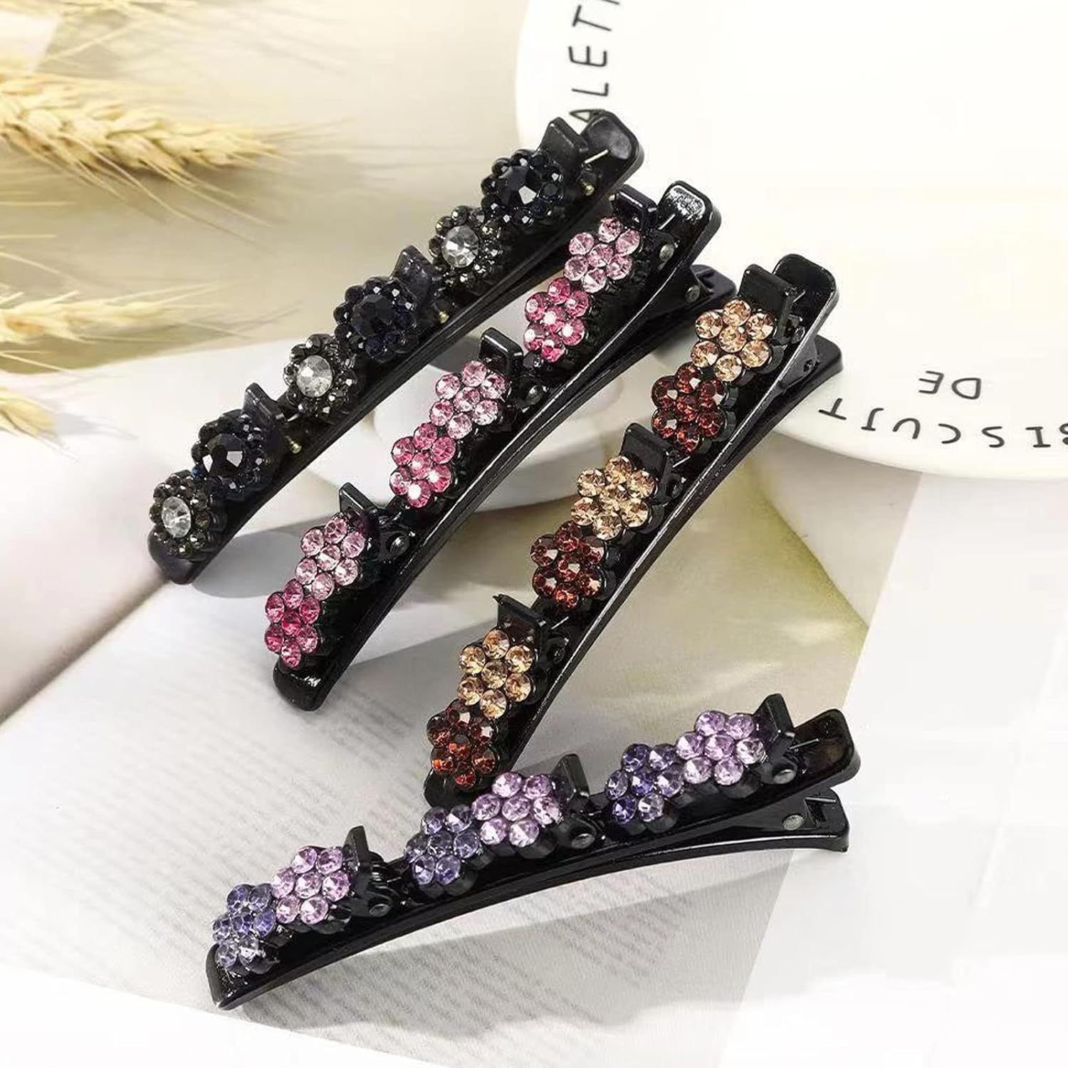 3 piezas de banda de doble capa, diadema trenzada, horquilla de cocodrilo, pinzas para el cabello, flequillo mágico, horquilla para el cabello,