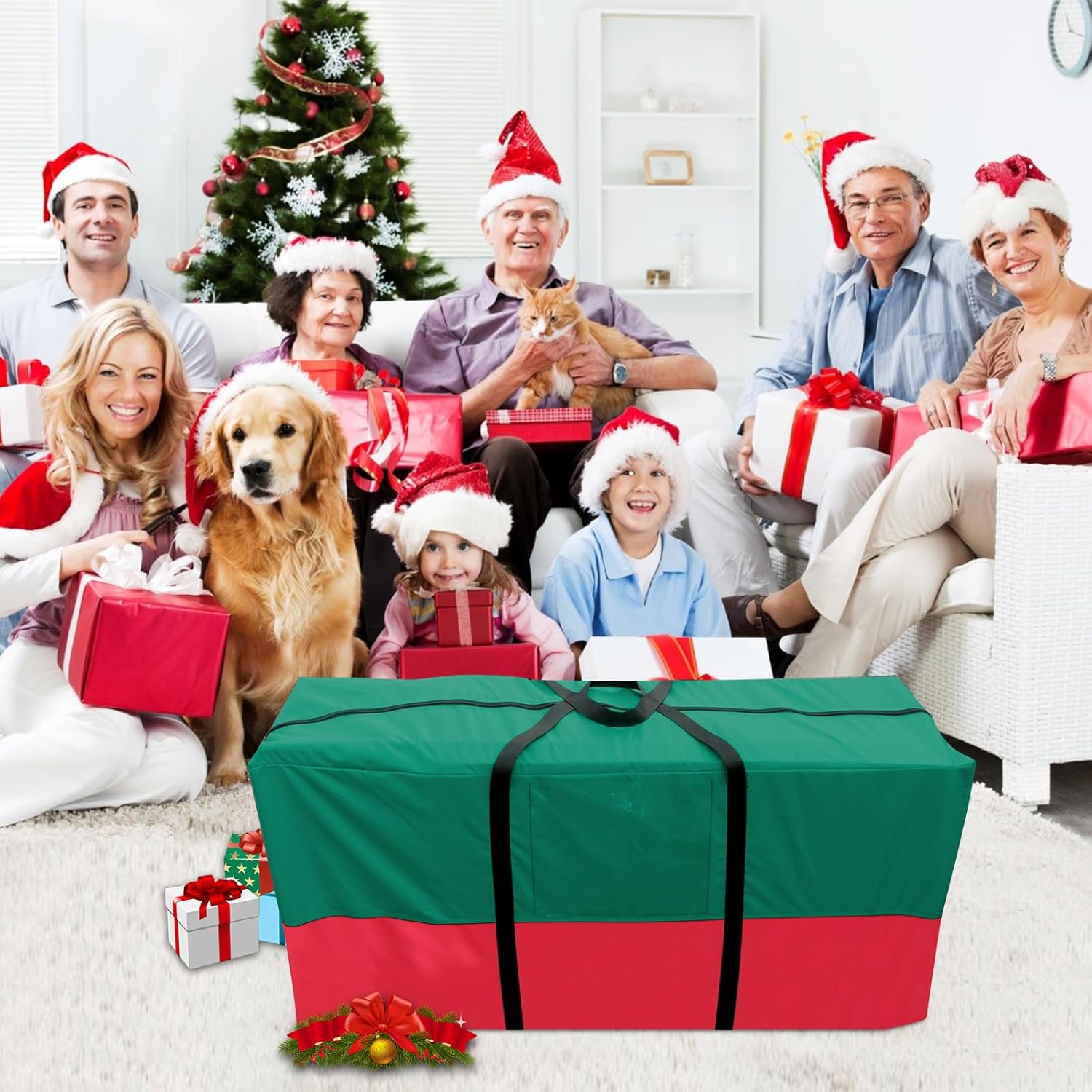 Bolsa de almacenamiento impermeable para árbol de Navidad, se adapta a árboles artificiales desmontados de hasta 10 pies de alto, 68 x 20 x 30