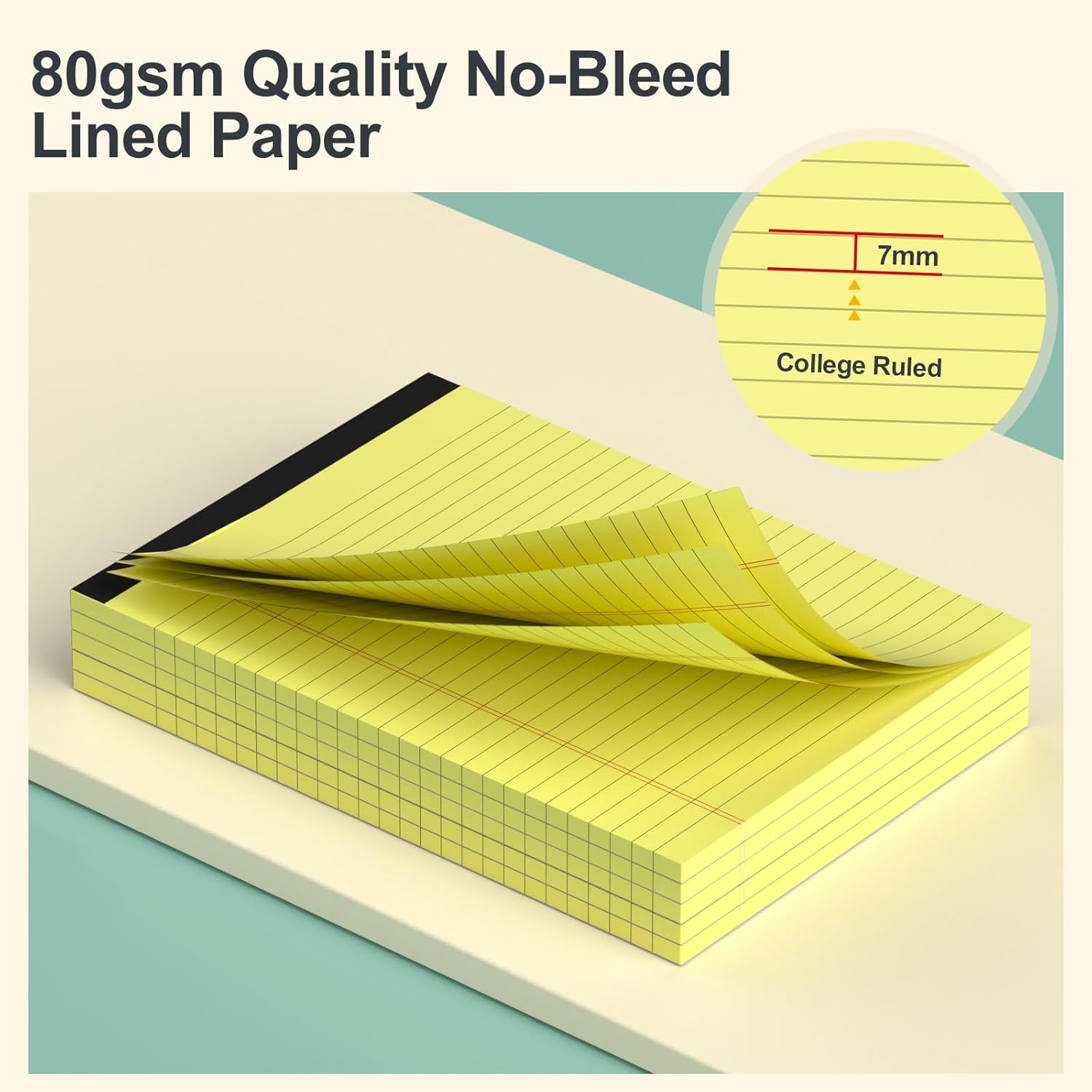 Bloc de notas pequeños de 5 x 8 pulgadas, color amarillo, paquete de 4 unidades, papel grueso de alta calidad de 2.82 ozm, 30 hojas60 páginas por