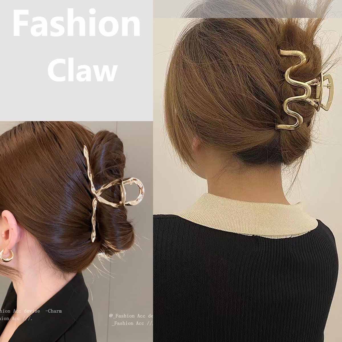 Mehayi 3 pinzas de metal grandes para cabello grueso y pesado, pinzas de sujeción fuerte para cabello largo, accesorios de peinado de moda para