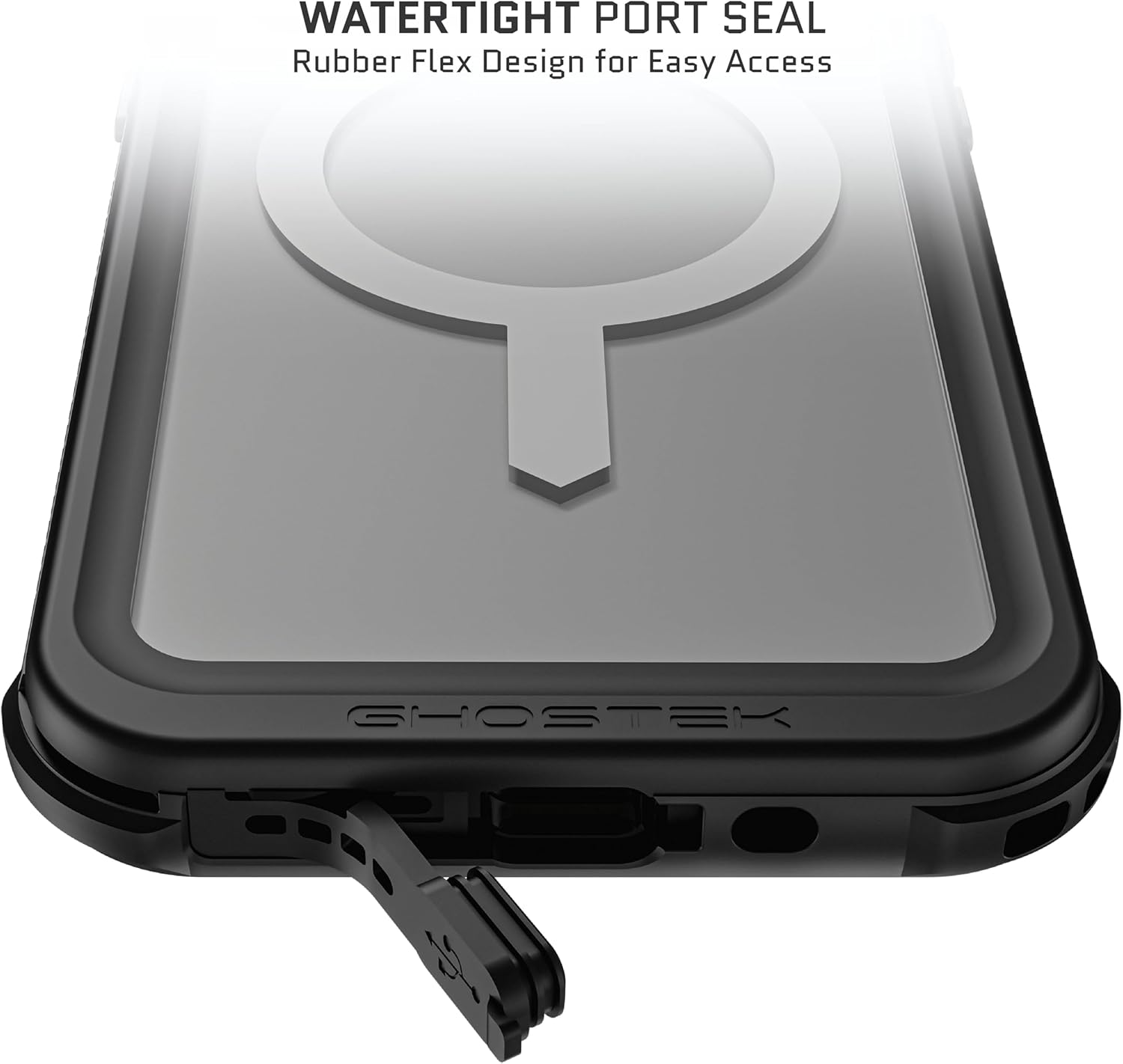 Ghostek Funda impermeable náutica para Apple iPhone 15 Pro Max con clip para cinturón, protector de pantalla y cámara, compatible con MagSafe,