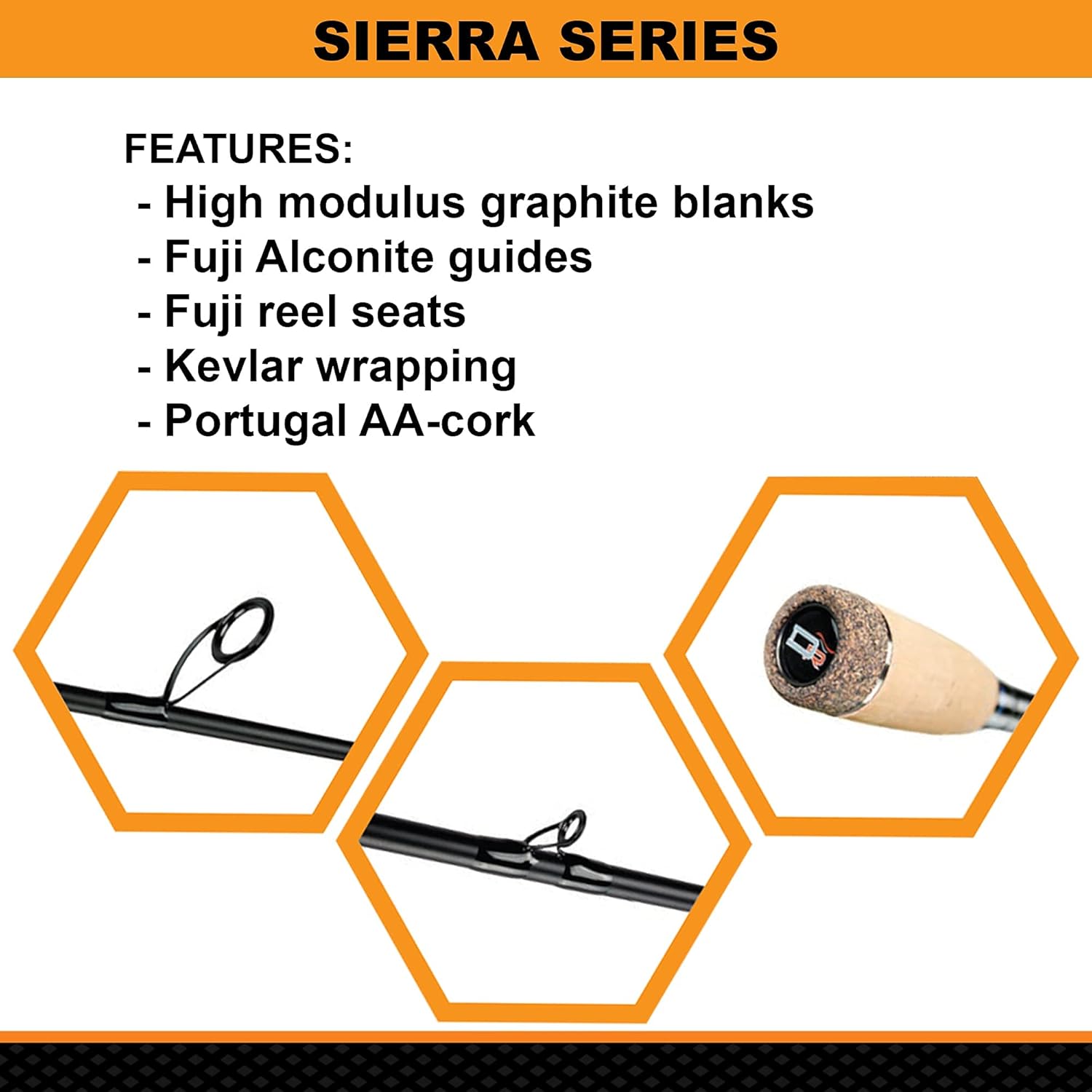 Dobyns Rods Sierra Series – Caña de pescar para lubina de 6 pies y 8 pulgadas, SA682C, acción media rápida, módulo de grafito en blanco con