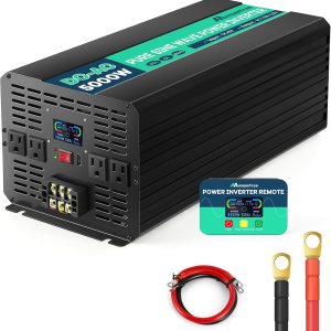 Inversor de corriente de onda sinusoidal pura de 5000 W 48 V de 48 V CC a 110 V CA con control remoto inalámbrico, pantalla LCD, 4 salidas de CA, 1 Inversor de corriente de onda sinusoidal pura de 5000 W 48 V de 48 V CC a 110 V CA con control remoto inalámbrico, pantalla LCD, 4 salidas de CA, 1
