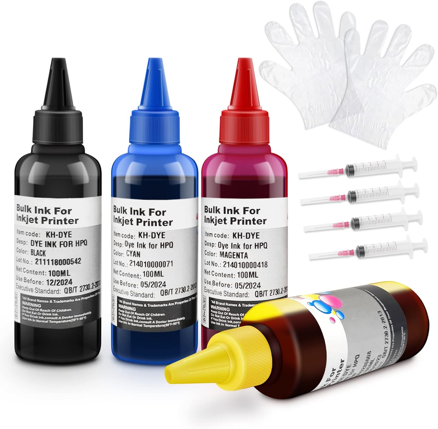 Kit de recarga de 4 x 3.4 fl oz para HP 60 61 62 63 564 920 901 902 932 933 934 940 950 951 952 94 95 96 Cartuchos recargables para impresora de